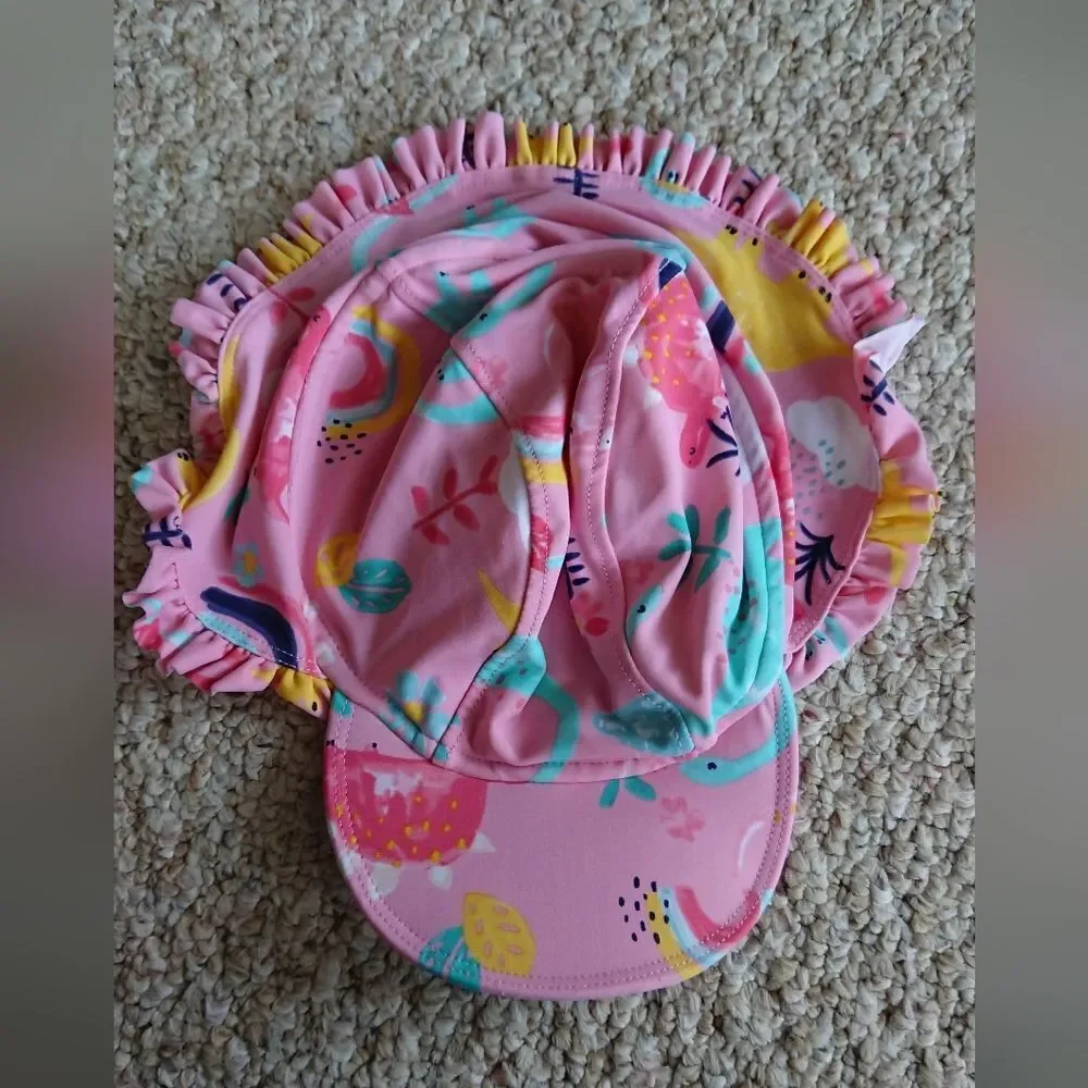 F&F Pink dinosaur Rainbow Summer Sun Cap Hats - Girls 3-4 years